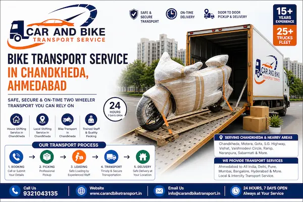 Bike transport service in Chandkheda Ahmedabad